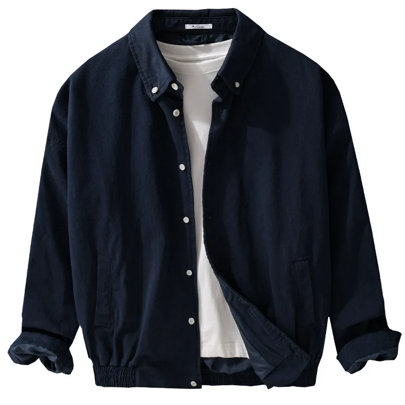 Herren Leichte Baumwoll-Utility-Jacke mit Knopfleiste und elastischem Saum Drune