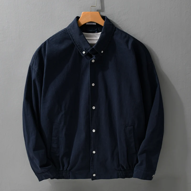 Herren Leichte Baumwoll-Utility-Jacke mit Knopfleiste und elastischem Saum Drune