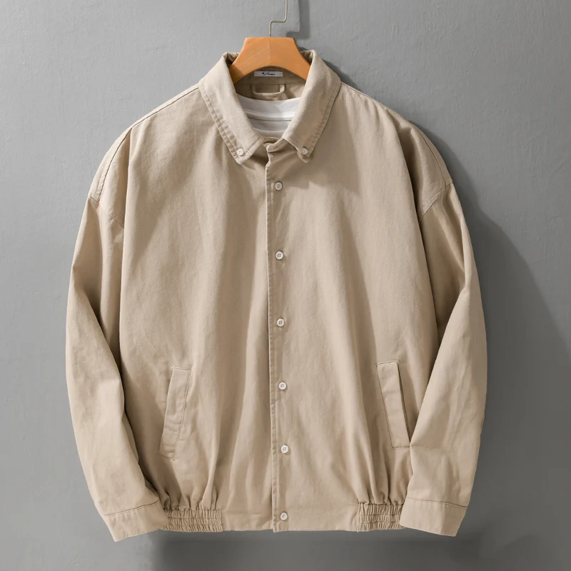 Herren Leichte Baumwoll-Utility-Jacke mit Knopfleiste und elastischem Saum Drune