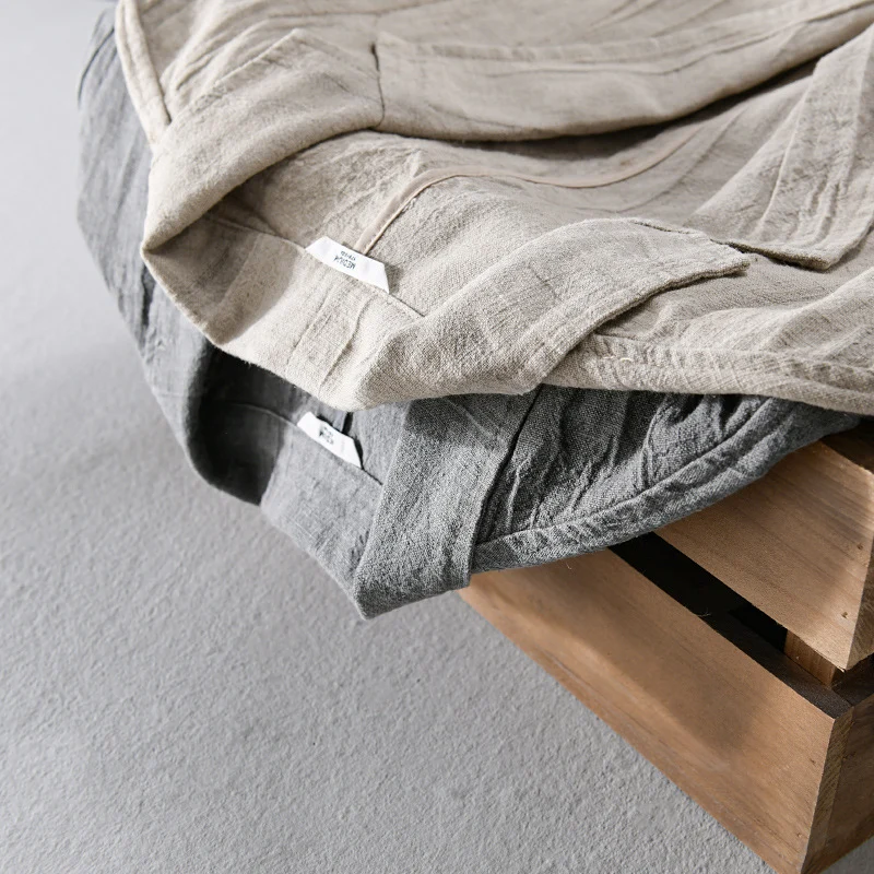 Herren legerer Leinenblazer mit strukturierter Optik und aufgesetzten Taschen Drune