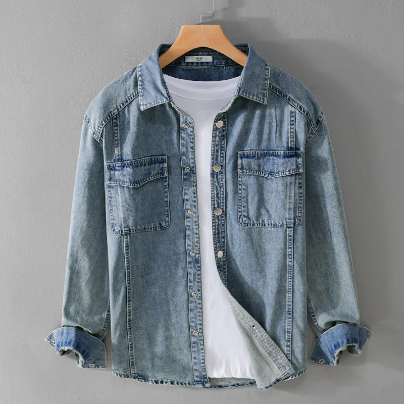 Herren lässiges Oversize Jeanshemd Drune