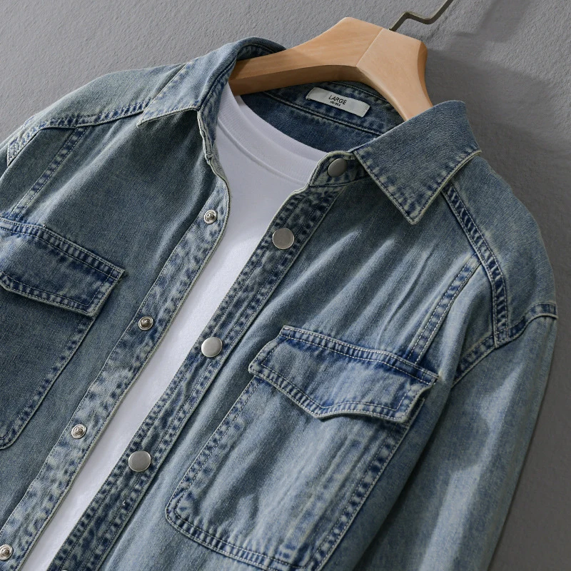 Herren lässiges Oversize Jeanshemd Drune