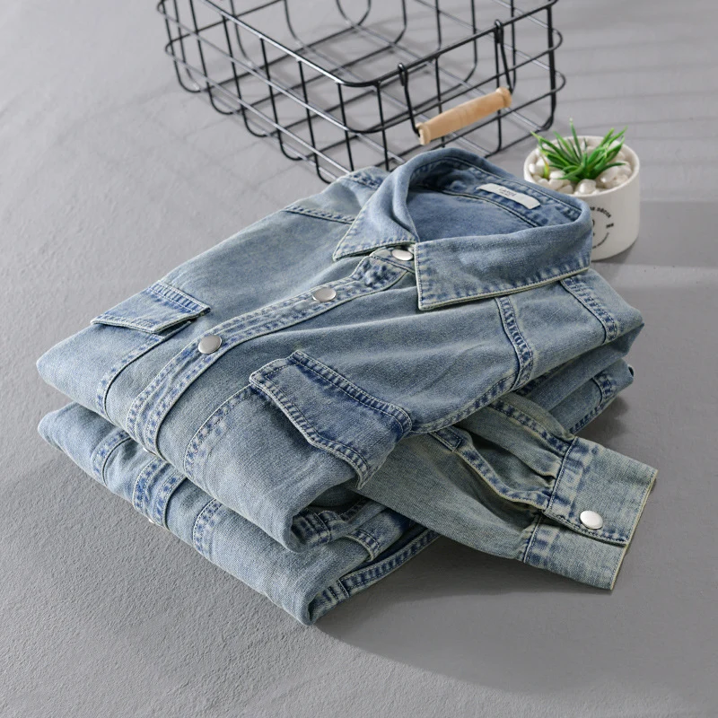 Herren lässiges Oversize Jeanshemd Drune