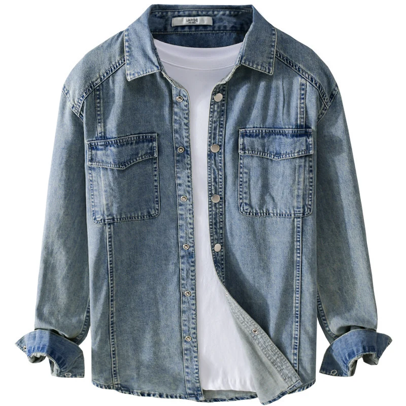 Herren lässiges Oversize Jeanshemd Drune