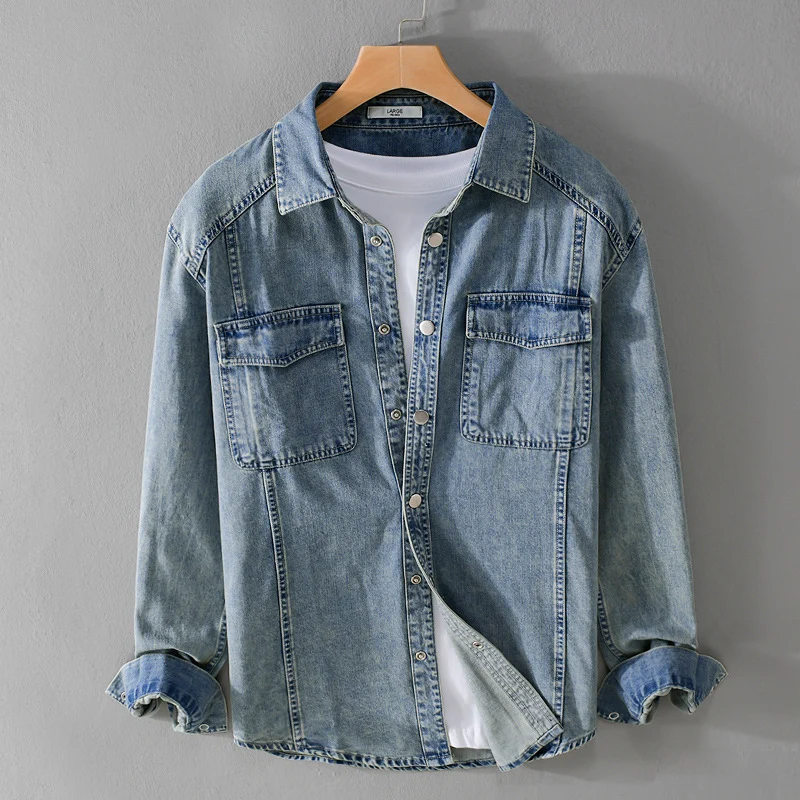 Herren lässiges Oversize Jeanshemd Drune