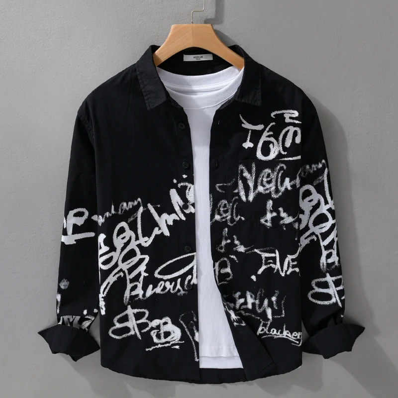 Herren Lässiges Overshirt mit grafischem Scribble-Print und Brusttasche Drune