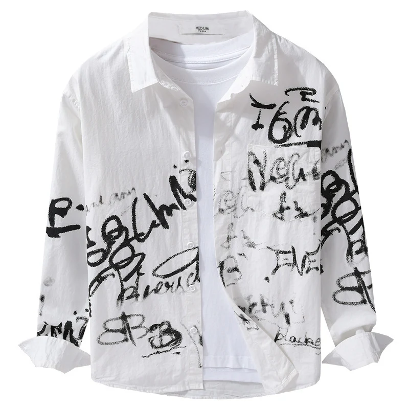 Herren Lässiges Overshirt mit grafischem Scribble-Print und Brusttasche Drune