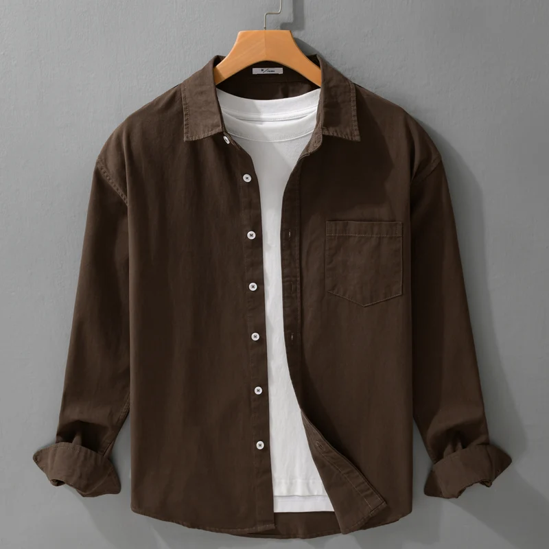 Herren Lässiges Layering-Hemd im Overshirt-Stil mit weichem Baumwollgriff und Brusttasche Drune
