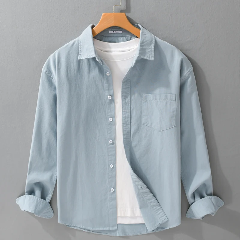 Herren Lässiges Layering-Hemd im Overshirt-Stil mit weichem Baumwollgriff und Brusttasche Drune
