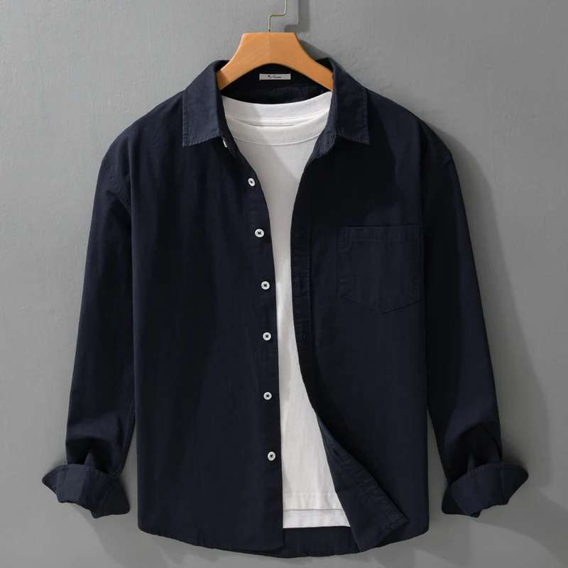 Herren Lässiges Layering-Hemd im Overshirt-Stil mit weichem Baumwollgriff und Brusttasche Drune