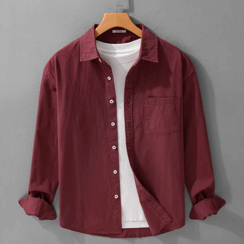 Herren Lässiges Layering-Hemd im Overshirt-Stil mit weichem Baumwollgriff und Brusttasche Drune