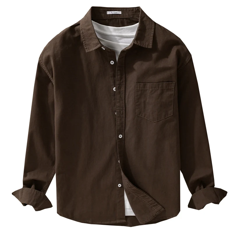 Herren Lässiges Layering-Hemd im Overshirt-Stil mit weichem Baumwollgriff und Brusttasche Drune
