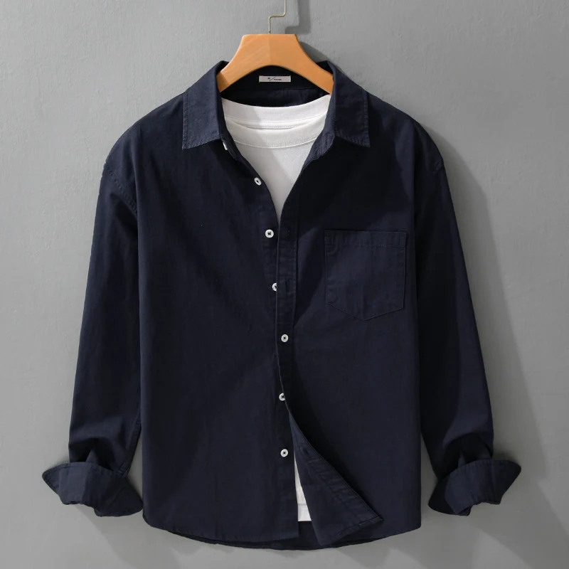 Herren Lässiges Layering-Hemd im Overshirt-Stil mit weichem Baumwollgriff und Brusttasche Drune