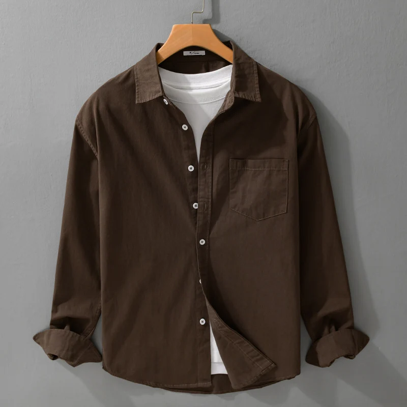 Herren Lässiges Layering-Hemd im Overshirt-Stil mit weichem Baumwollgriff und Brusttasche Drune