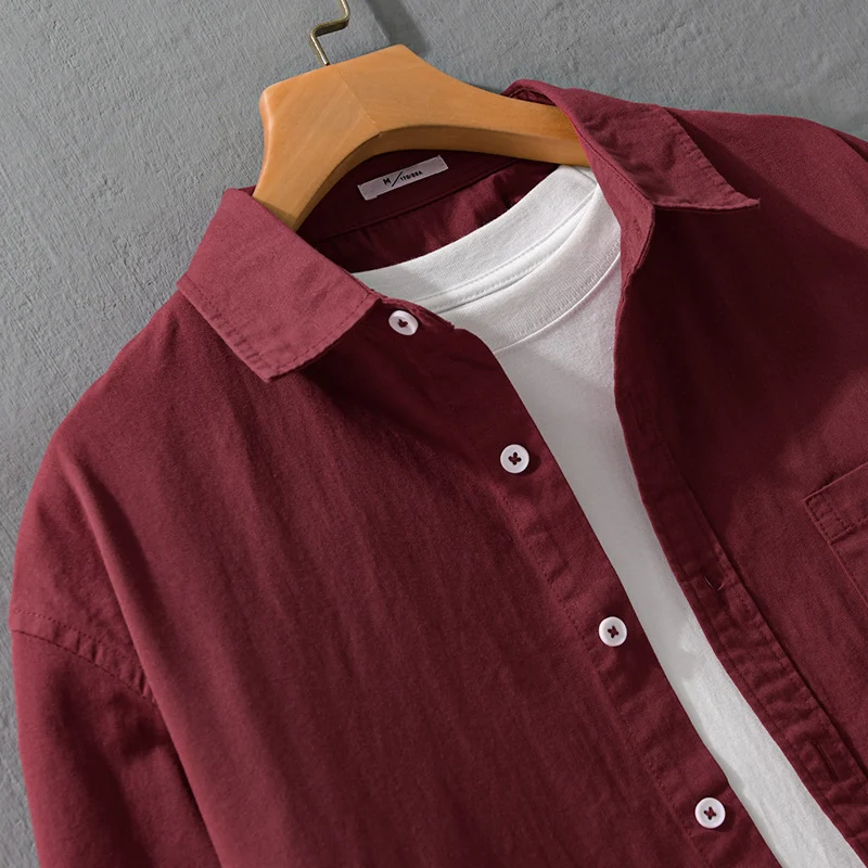 Herren Lässiges Layering-Hemd im Overshirt-Stil mit weichem Baumwollgriff und Brusttasche Drune