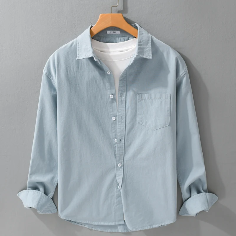 Herren Lässiges Layering-Hemd im Overshirt-Stil mit weichem Baumwollgriff und Brusttasche Drune