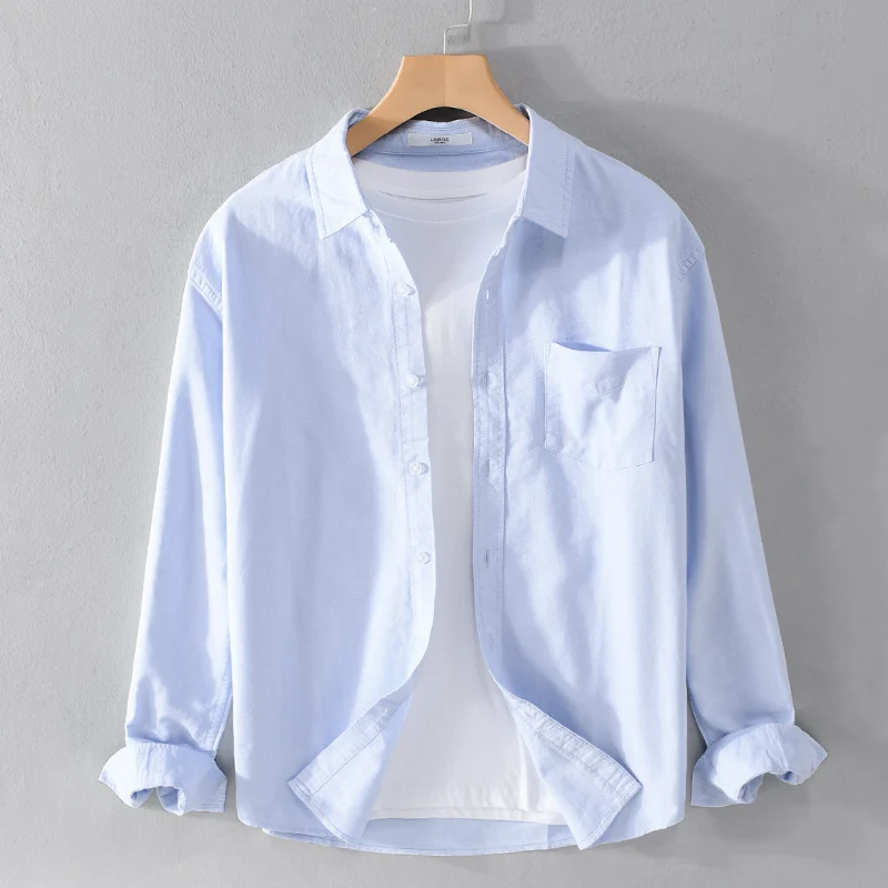 Herren Lässiges Baumwoll-Layering-Overshirt mit Kentkragen, Brusttasche und softem Twill-Finish Drune
