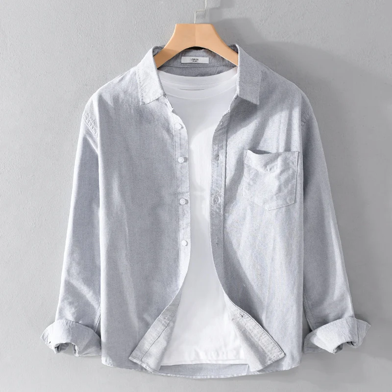 Herren Lässiges Baumwoll-Layering-Overshirt mit Kentkragen, Brusttasche und softem Twill-Finish Drune