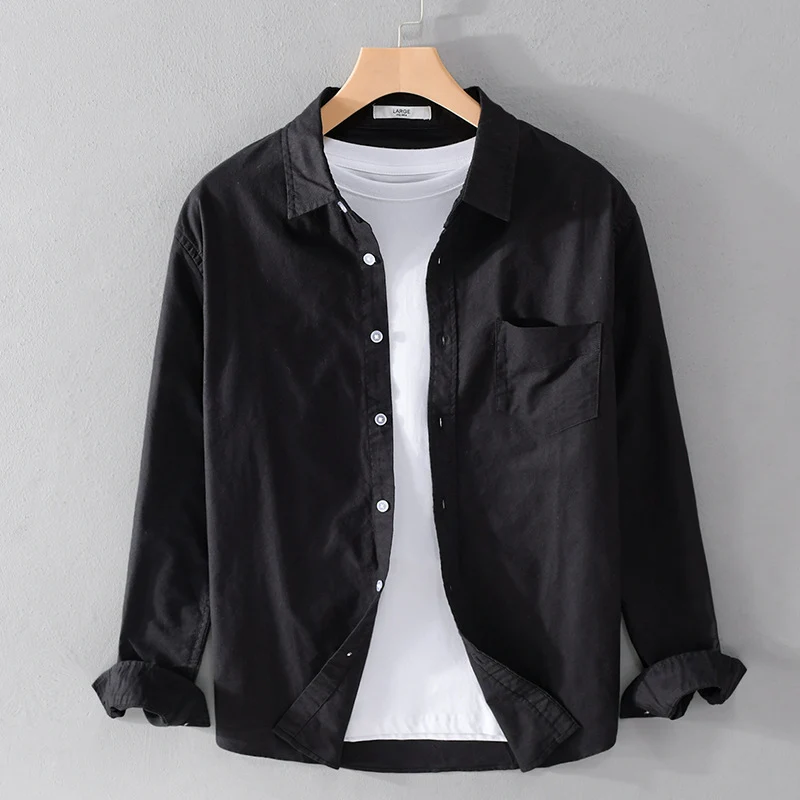 Herren Lässiges Baumwoll-Layering-Overshirt mit Kentkragen, Brusttasche und softem Twill-Finish Drune