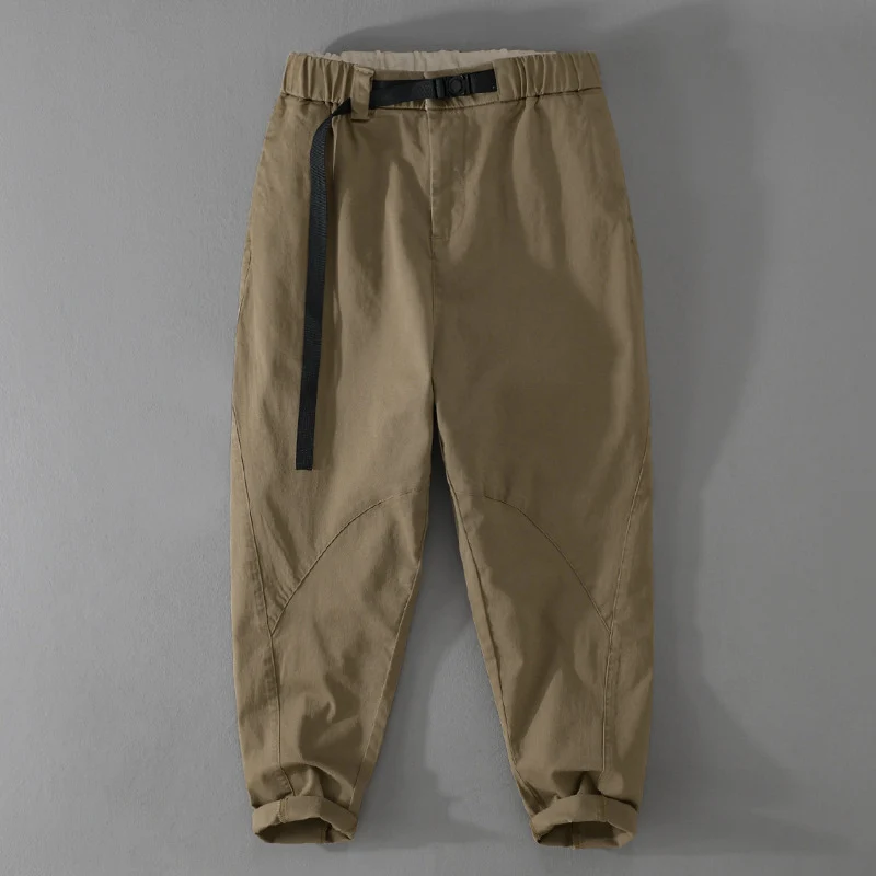 Herren Lässige Tapered‑Cargohose mit elastischem Bund und integriertem Webbing‑Gürtel Drune