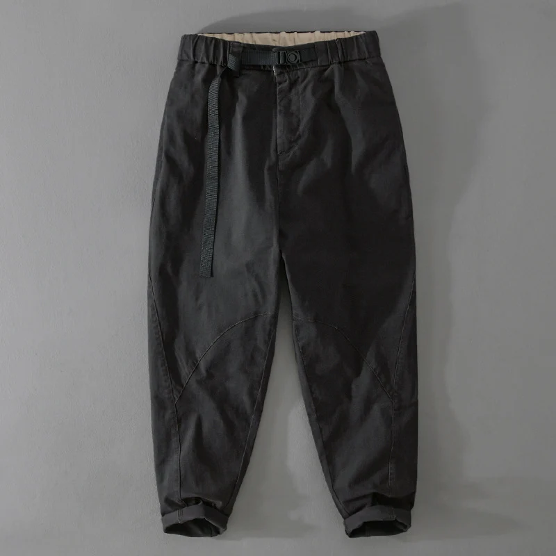 Herren Lässige Tapered‑Cargohose mit elastischem Bund und integriertem Webbing‑Gürtel Drune