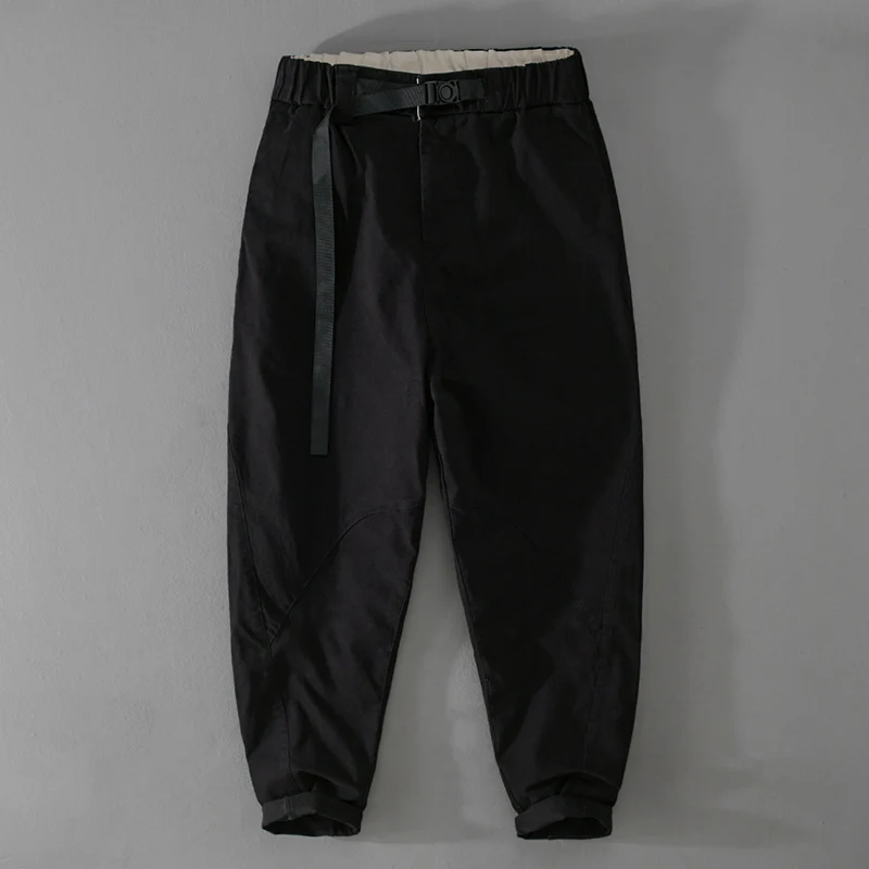 Herren Lässige Tapered‑Cargohose mit elastischem Bund und integriertem Webbing‑Gürtel Drune