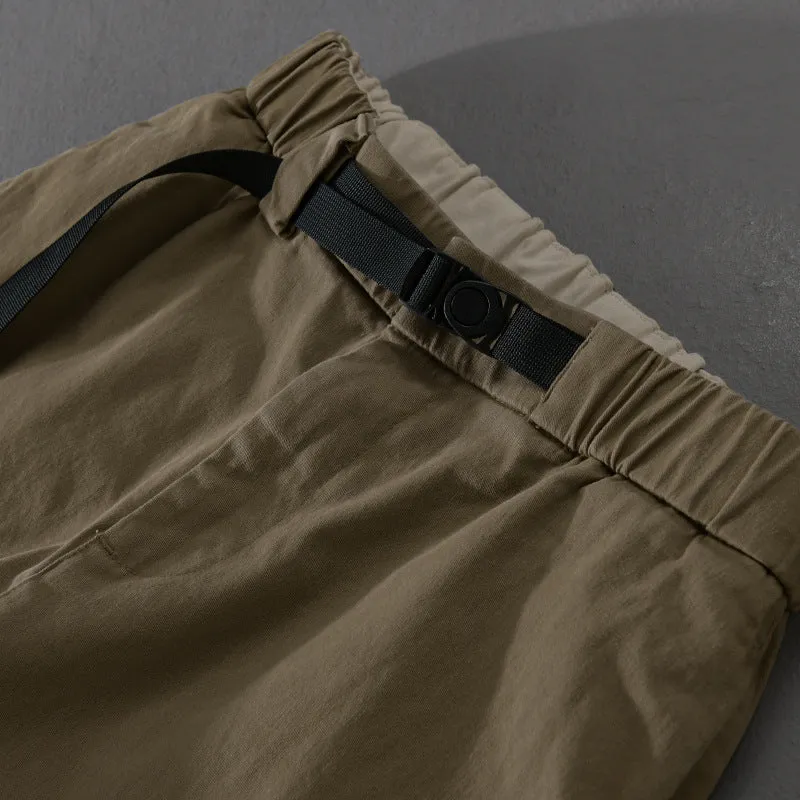 Herren Lässige Tapered‑Cargohose mit elastischem Bund und integriertem Webbing‑Gürtel Drune