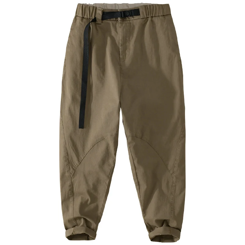 Herren Lässige Tapered‑Cargohose mit elastischem Bund und integriertem Webbing‑Gürtel Drune