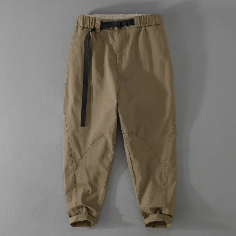 Herren Lässige Tapered‑Cargohose mit elastischem Bund und integriertem Webbing‑Gürtel Drune