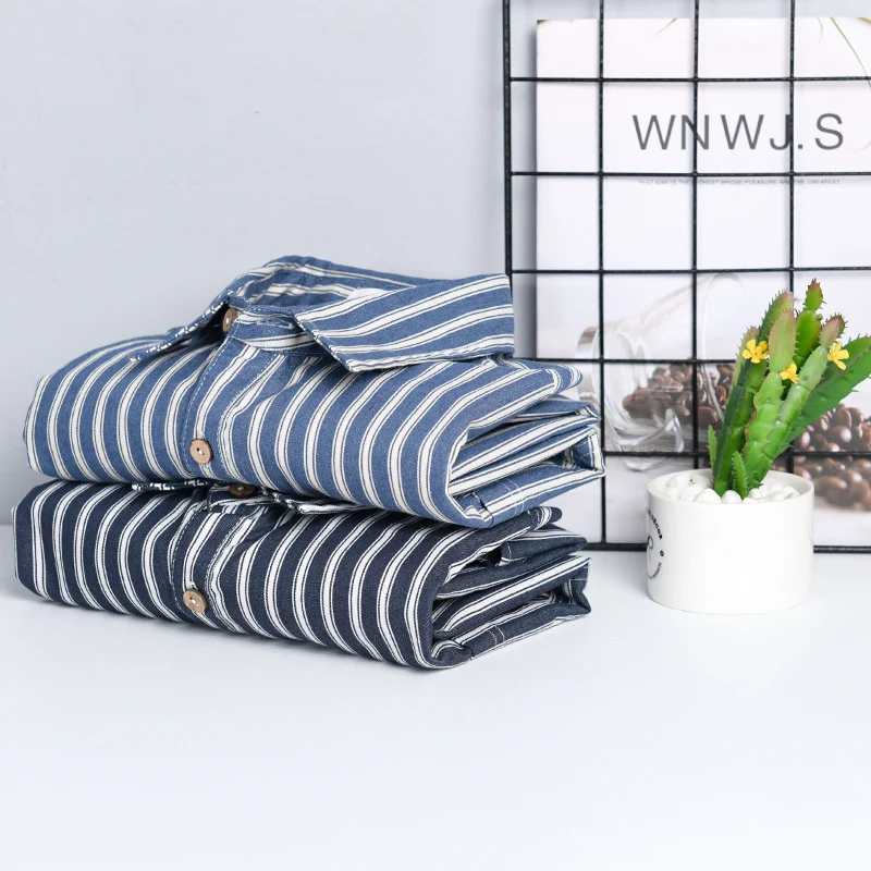 Herren Lässige Streifen-Leinenmix-Hemdjacke im Relaxed-Fit mit Brusttasche Drune