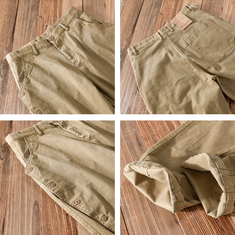 Herren lässige konische Hose mit seitlicher Knopfleiste und Umschlag Drune