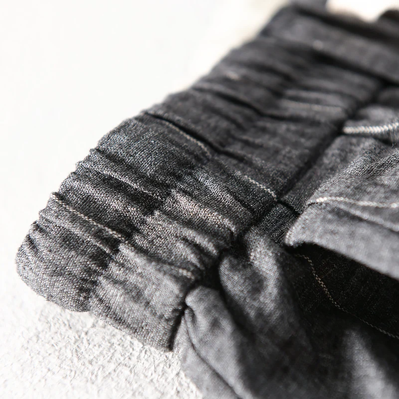 Herren lässige Hose mit elastischem Bund und Kordel schmal zulaufend Nadelstreifenoptik Drune