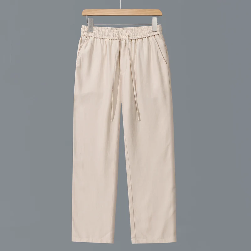 Herren Lässige Baumwoll-Chino mit elastischem Bund und Kordelzug Drune