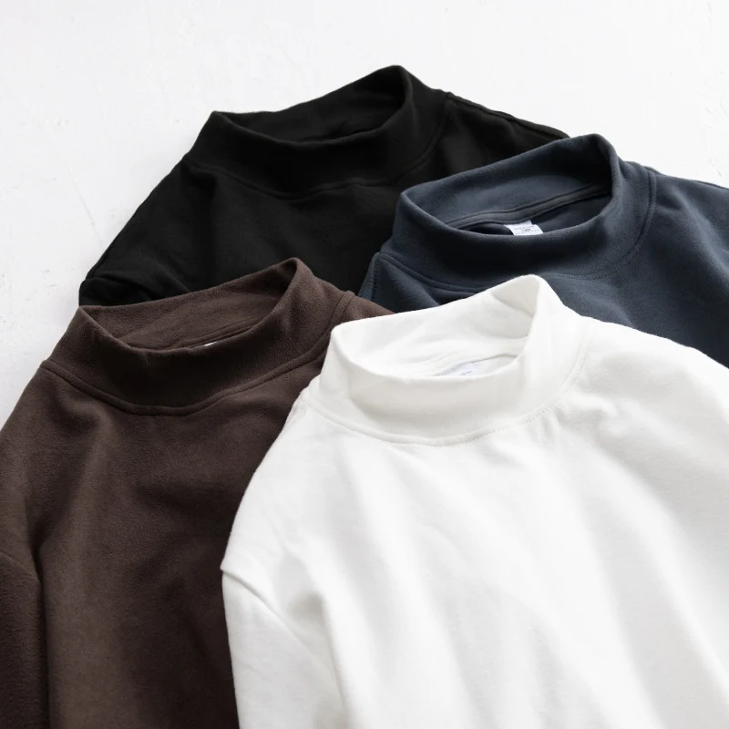 Herren Langärmeliges Feines Baumwollshirt mit Stehkragen und Relaxed-Fit Drune