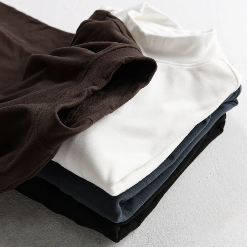 Herren Langärmeliges Feines Baumwollshirt mit Stehkragen und Relaxed-Fit Drune