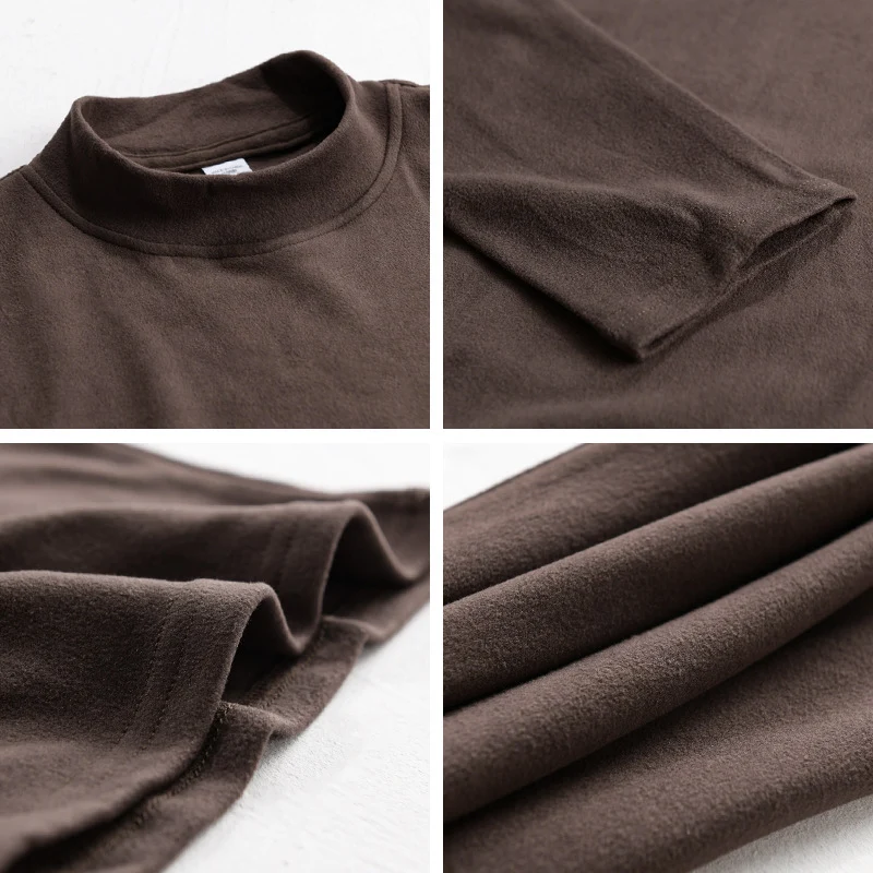 Herren Langärmeliges Feines Baumwollshirt mit Stehkragen und Relaxed-Fit Drune