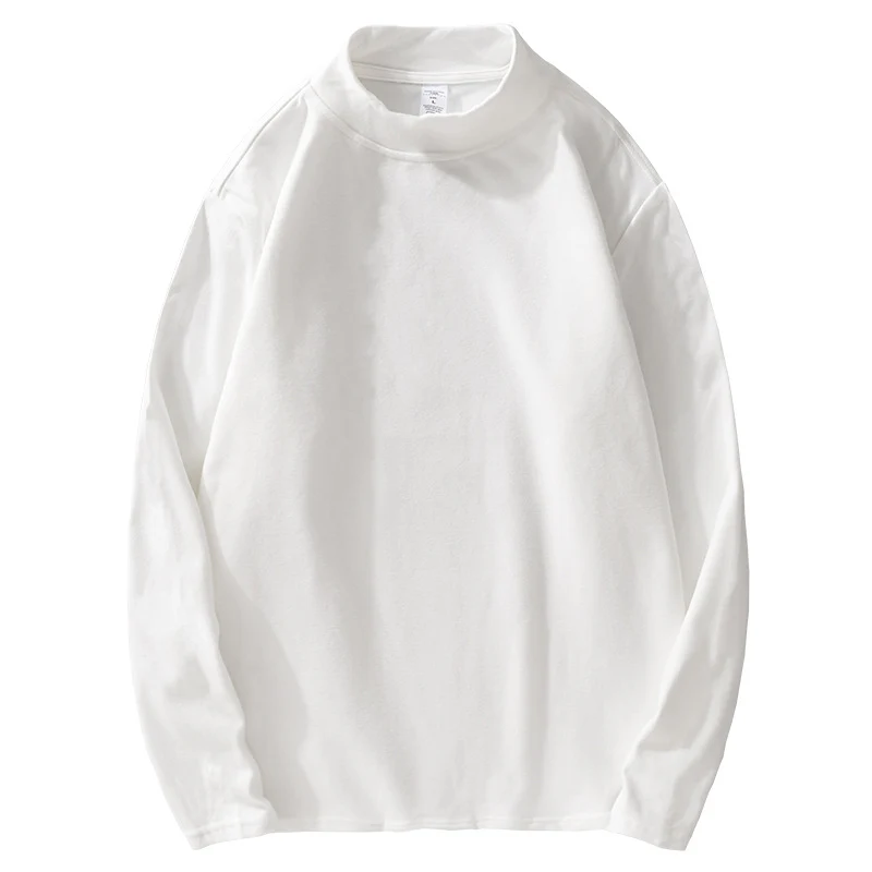 Herren Langärmeliges Feines Baumwollshirt mit Stehkragen und Relaxed-Fit Drune