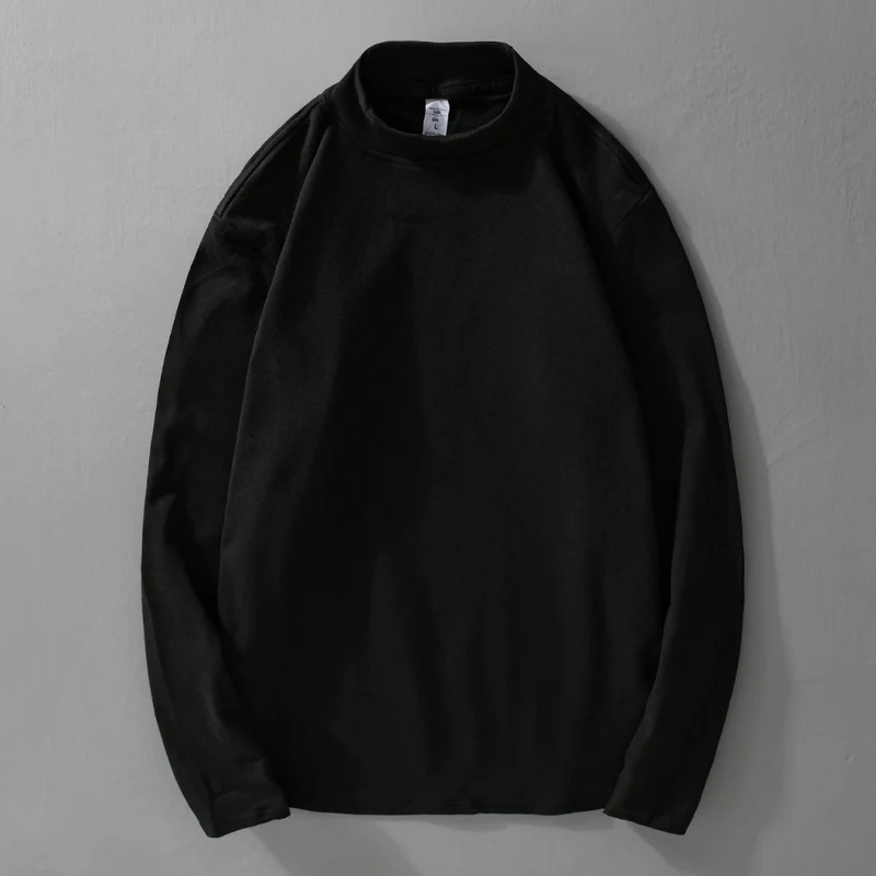 Herren Langärmeliges Feines Baumwollshirt mit Stehkragen und Relaxed-Fit Drune