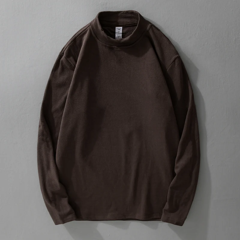 Herren Langärmeliges Feines Baumwollshirt mit Stehkragen und Relaxed-Fit Drune