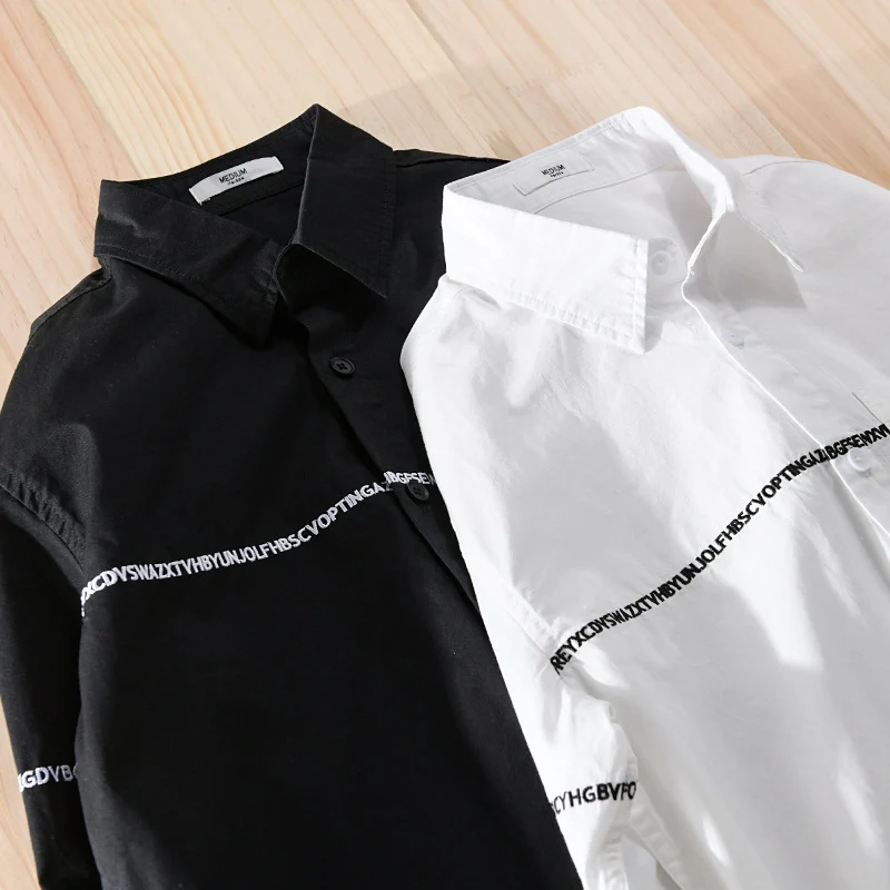 Herren Langarm-Hemd im Overshirt-Stil mit eingearbeitetem Schriftband und Brusttasche Drune