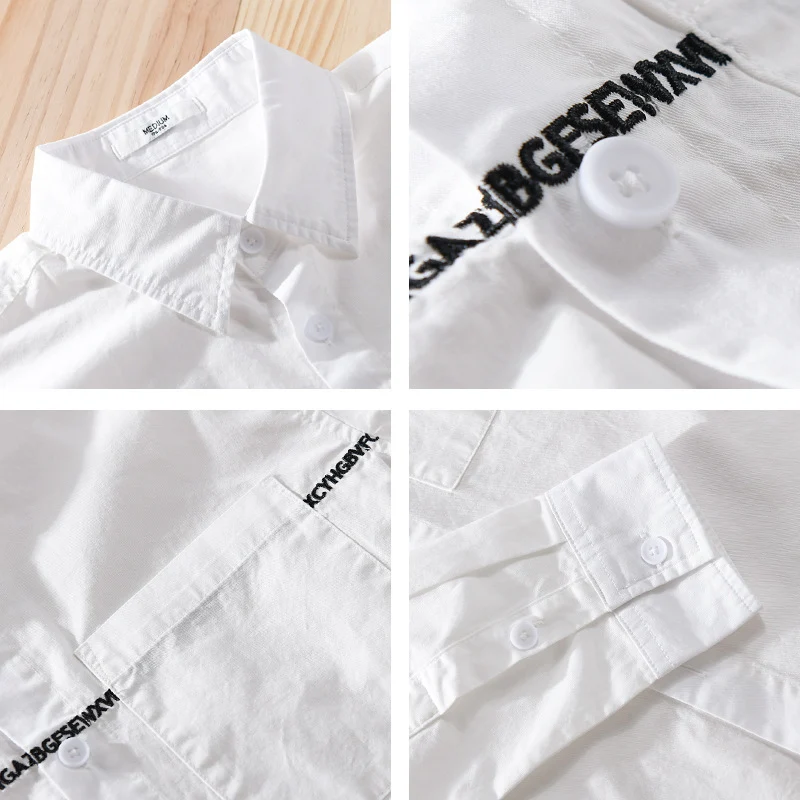 Herren Langarm-Hemd im Overshirt-Stil mit eingearbeitetem Schriftband und Brusttasche Drune