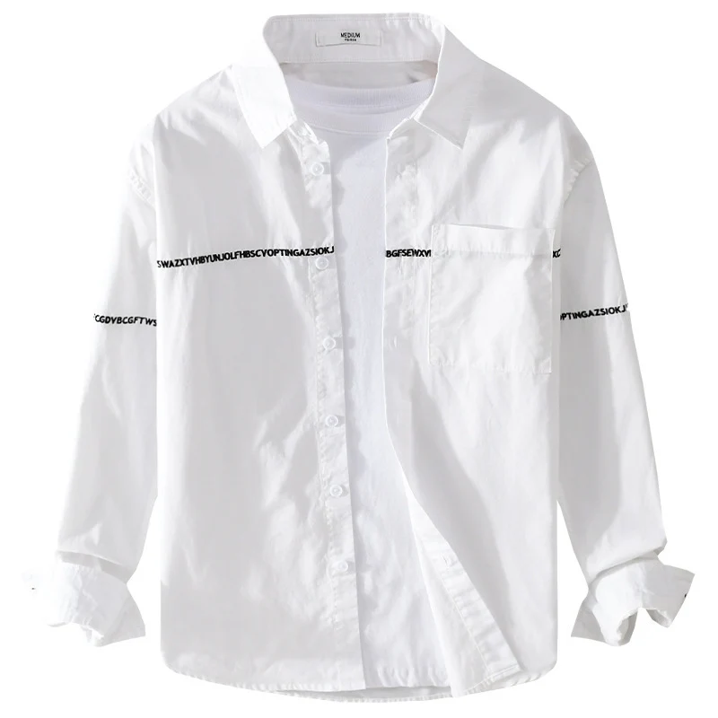 Herren Langarm-Hemd im Overshirt-Stil mit eingearbeitetem Schriftband und Brusttasche Drune