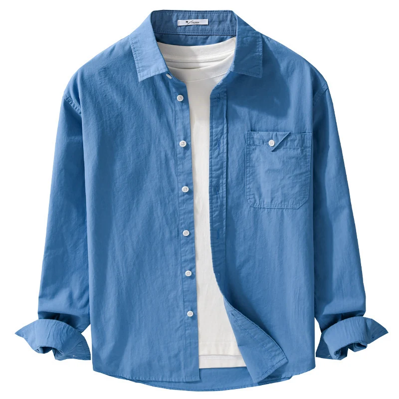 Herren Lagenhemd mit integriertem T-Shirt-Layer und aufgesetzter Brusttasche Drune