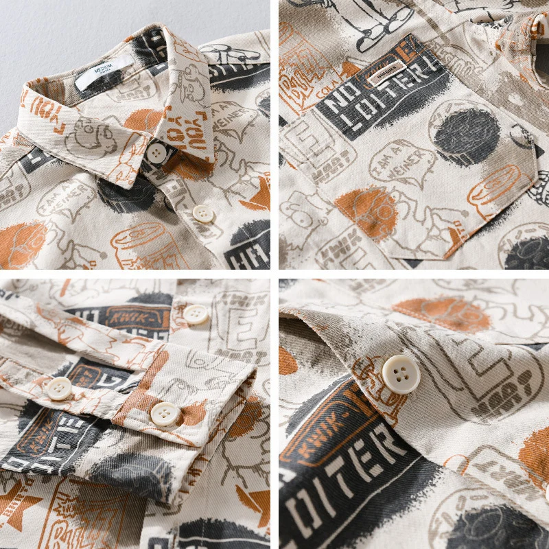 Herren Künstlerisches Grafik-Overshirt im Relaxed-Layering mit Allover-Sketchprint und Soft‑Touch‑Baumwollmix Drune