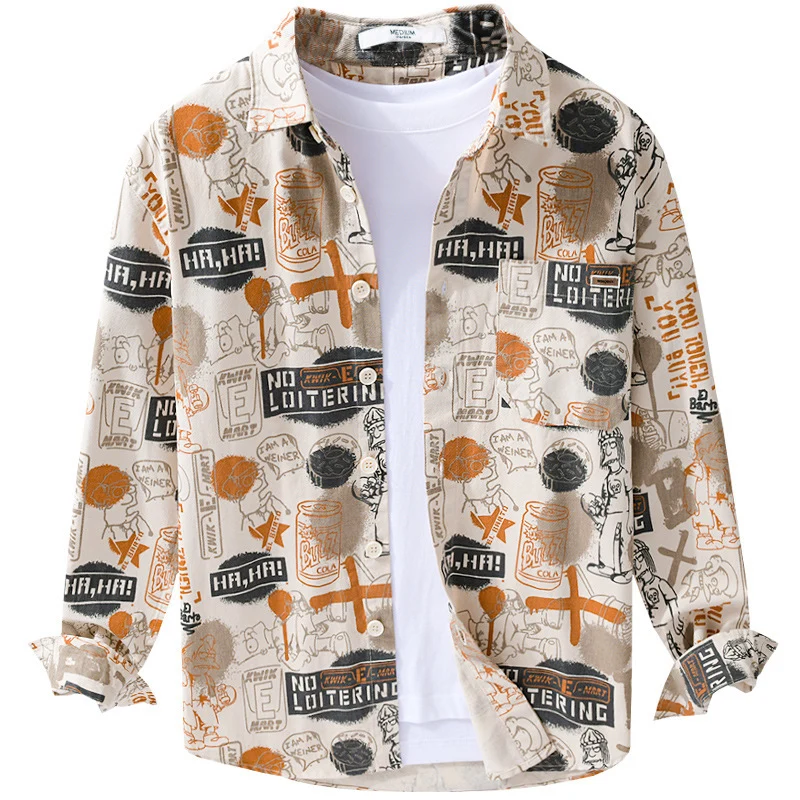 Herren Künstlerisches Grafik-Overshirt im Relaxed-Layering mit Allover-Sketchprint und Soft‑Touch‑Baumwollmix Drune