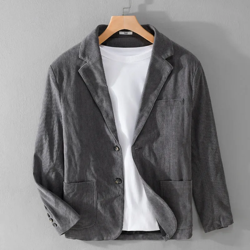 Herren Kordsakko im smart-casual Stil mit klassischer Knopfleiste Drune