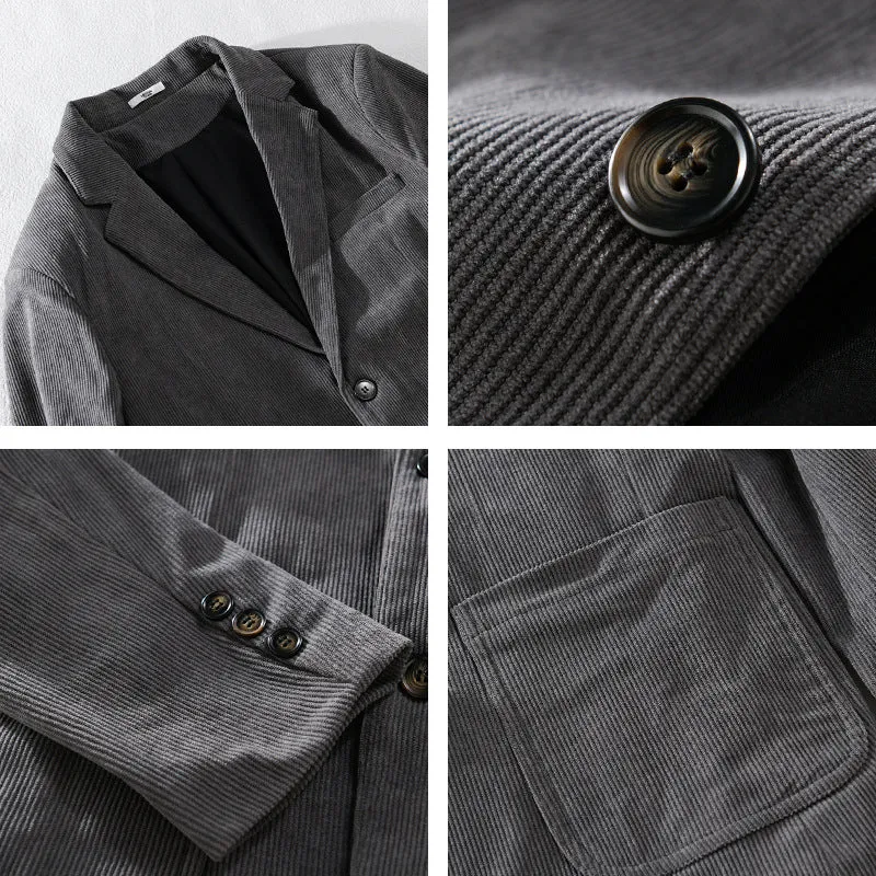 Herren Kordsakko im smart-casual Stil mit klassischer Knopfleiste Drune