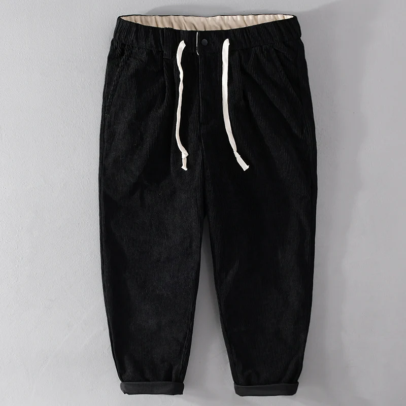 Herren Kordhose im Relaxed‑Tapered mit Kordelzugbund und Umschlag Drune
