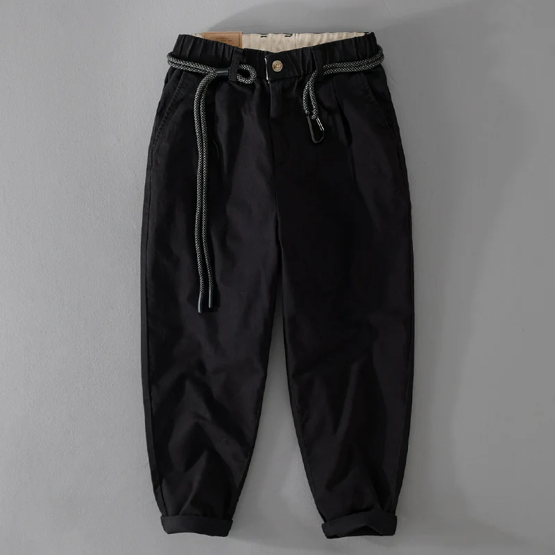 Herren Kordelbund-Tapered-Hose aus Baumwollmix mit elastischem Bund und konischem Bein Drune