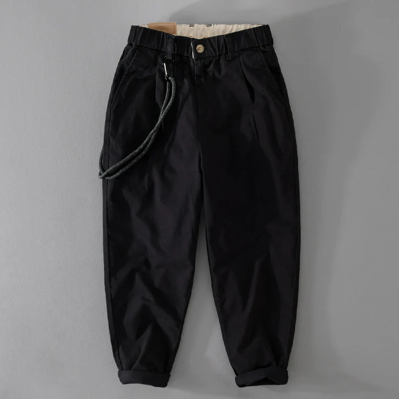 Herren Kordelbund-Tapered-Hose aus Baumwollmix mit elastischem Bund und konischem Bein Drune